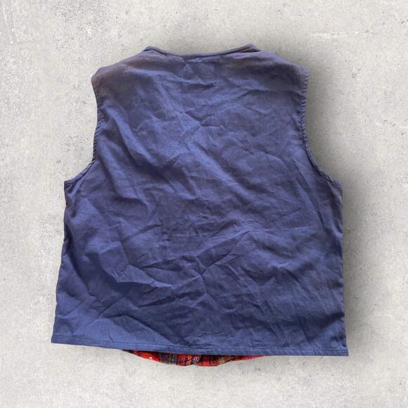 Vintage 90's Plaid Button Up Wool Vest Vision I Womens Large Grandmacore Cottage - Picture 2 of 4